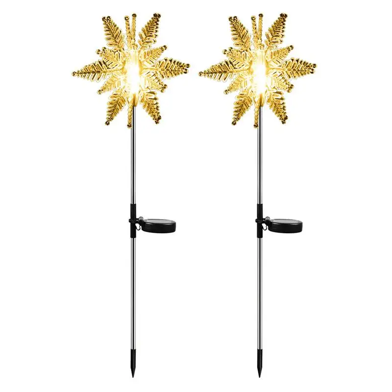 

Snowflake Lights Outdoor Acrylic Solar Snowflake Light 2PCS Acrylic Snowflake Christmas Pathway Lights Solarsnowflake Light For