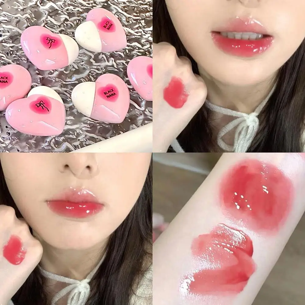 Heart Shaped Mirror Water Gloss Glass Lip Glaze Clear Jelly Moisturizing Lipstick Makeup
