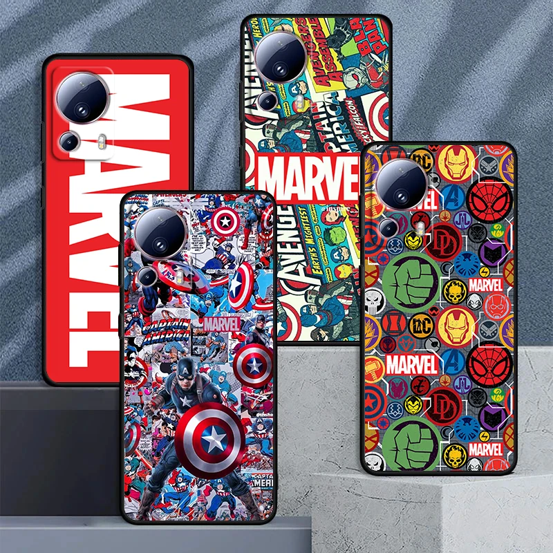 

Marvel Avengers Hero For Xiaomi Mi 13 12 11 10 11T 10T 9T 9 8 Note 10 Ultra Pro Lite TPU Soft Silicone Black Phone Case Fundas