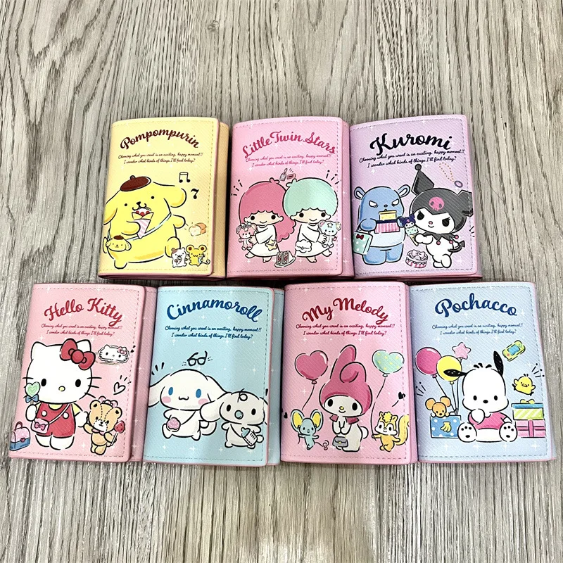 

Sanrio Hello Kitty Kulomi Cartoon Short Three-fold Wallet Children Student Wallet Short Multi-card Slot Casual Wallet Coin Purse