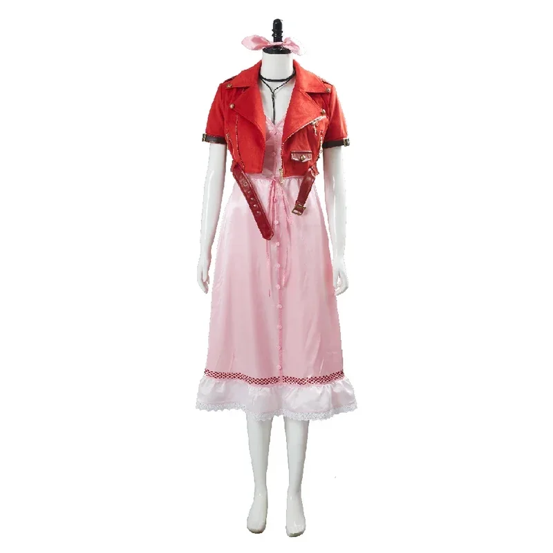 Final Cosplay Fantasy VII 7 Aerith Aeris Gainsborough Косплей Костюм Платье Yuffie Kisaragi Moogle Накидка Наряд