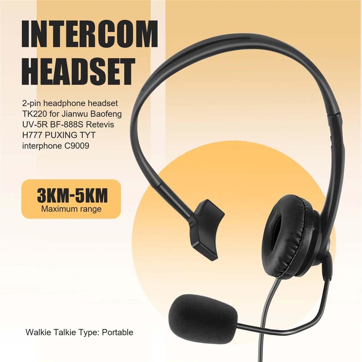 2-контактная гарнитура TK220 для Jianwu Baofeng UV-5R BF-888S Retevis H777 PUXING TYT переговорный телефон