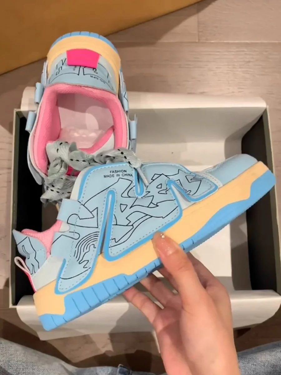 

Кроссовки женские универсальные на платформе, спортивная обувь, криперы, круглый носок, модные повседневные, лето 2023