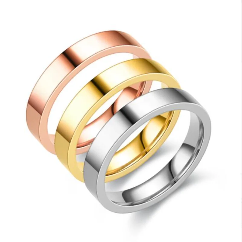 

Fashion Stainless Steel Ring Simple 4mm Glossy Rings for Women Men Lovers Wedding Jewelry Engagement Party Fashion Gifts