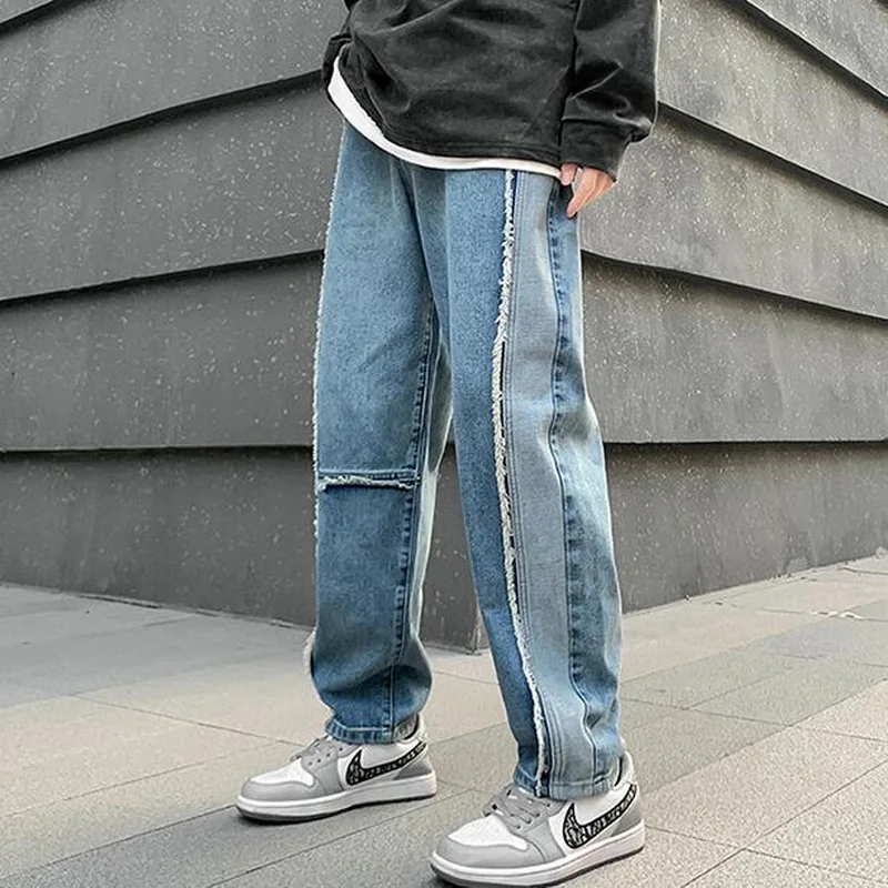 Men's High Street Ripped Jeans Men's American Hip-Hop Loose Straight Retro Washed Daddy Pants Multiple Styles Jeans