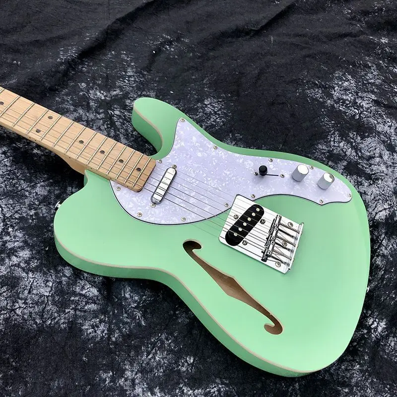 

Light Green Electric Guitar Hollow Professional Playing Maple Customization New