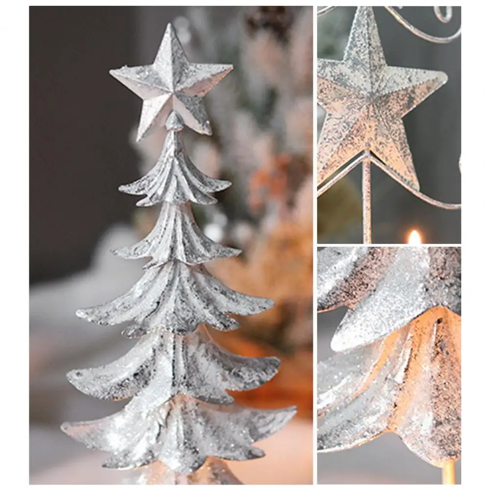 Desktop Candlestick Sparkling Xmas Tree Elk Candlestick Festive Christmas Candle Holder With Stable Round Base