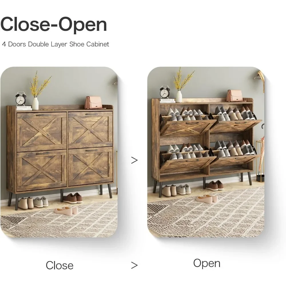 Большой глубина для обуви с 4 прямыми кроссовками подставкой из металла