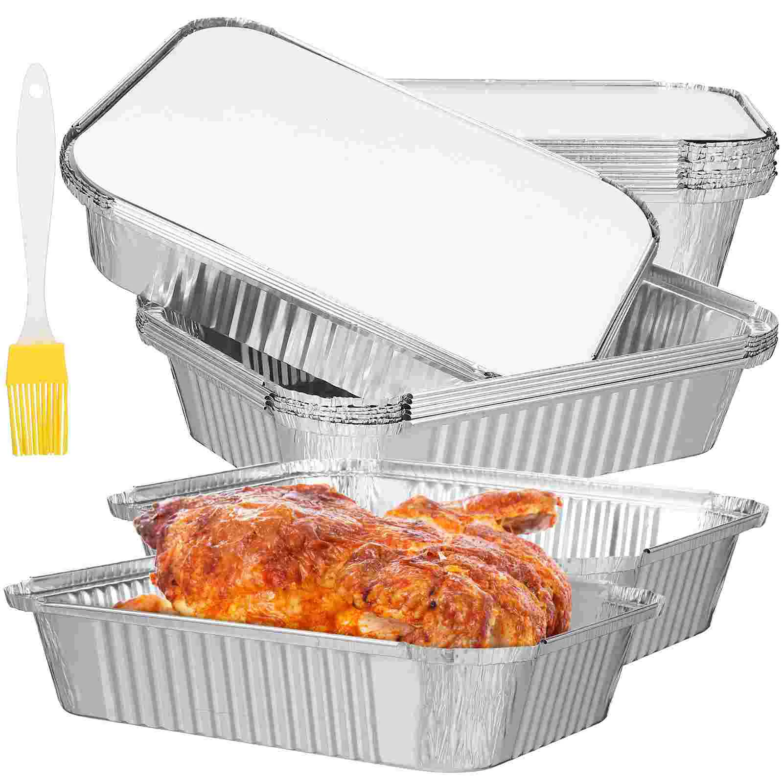 

Foil Aluminum Panstrays Baking Disposable Lidsroasting Tray Containers Brush Tin Pan Cake Lid Takeout Container Aluminium Grill