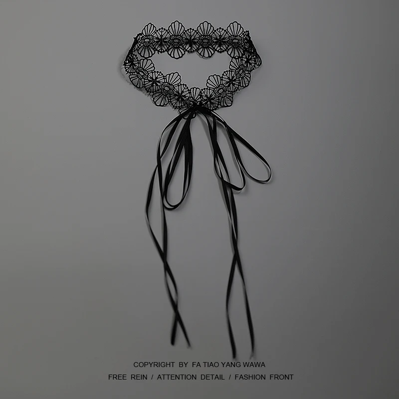 

Black lace bow collar women
