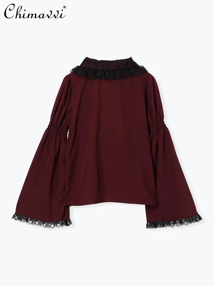 Кружевная рубашка Ji с рукавами и бантом в японском стиле больших сердец Новинка