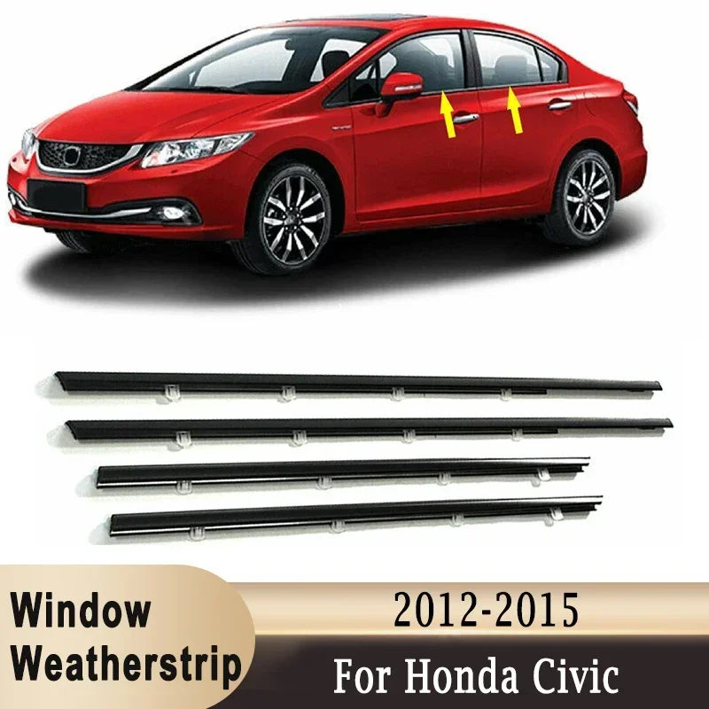 

Уплотнительная лента для стекла для Honda Civic 2012-2015, уплотнительная лента для внешнего стекла, уплотнительные резиновые полоски, водонепроницаемое уплотнение для стекла
