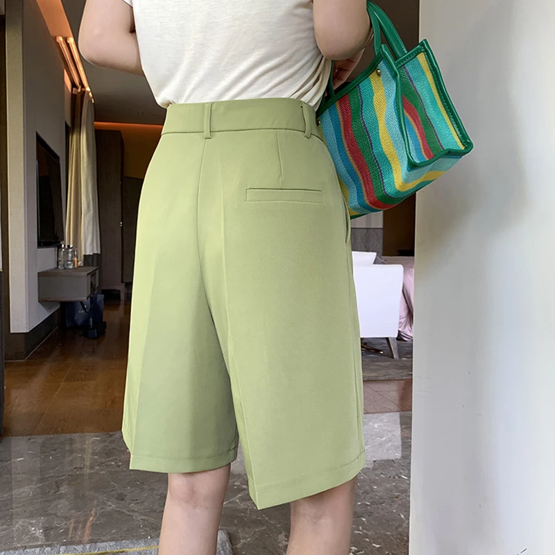 Suit Shorts Women's Clothing Solid Color Shorts Fashion Summer Student Loose Pockets High Waist Shorts Casual 2022 Woman Clothes