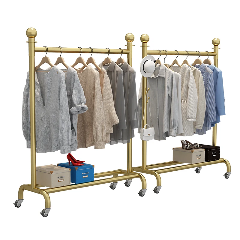 Single-Rod Clothes Drying Rod Clothes Drying Rack Bedroom Floor Hanger Balcony Clothes Storage Clothes Drying Rack