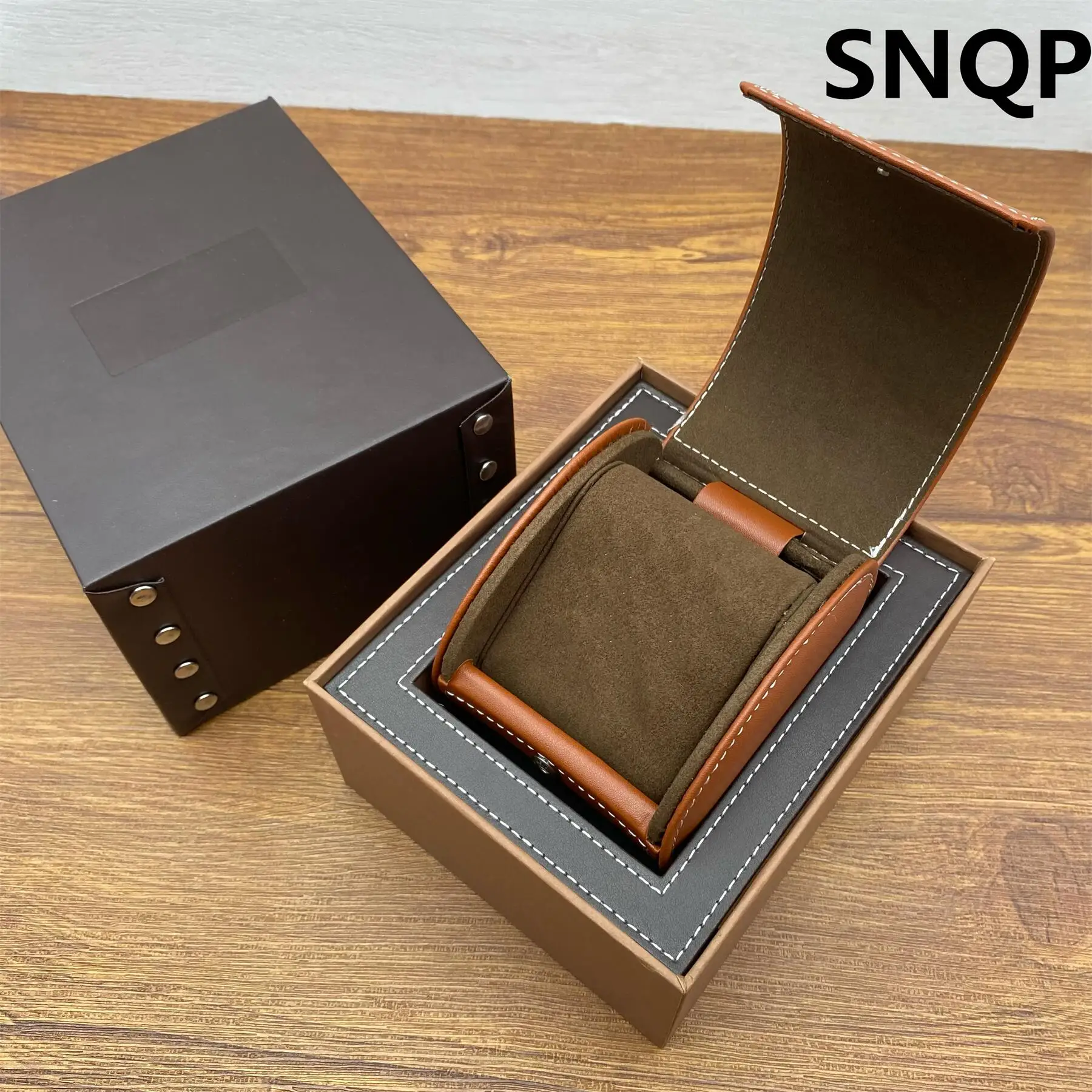 Factory Wholesale Brown Leather Brei Original Watch Box Luxury Brand Portable Boxes Can Customization AAA Watches Gift Case