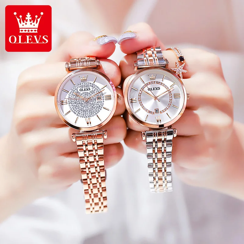 

OLEVS Fashion Quartz Women Wristwatches Stainless Steel Strap Waterproof High Quality Watches for Women Calendar