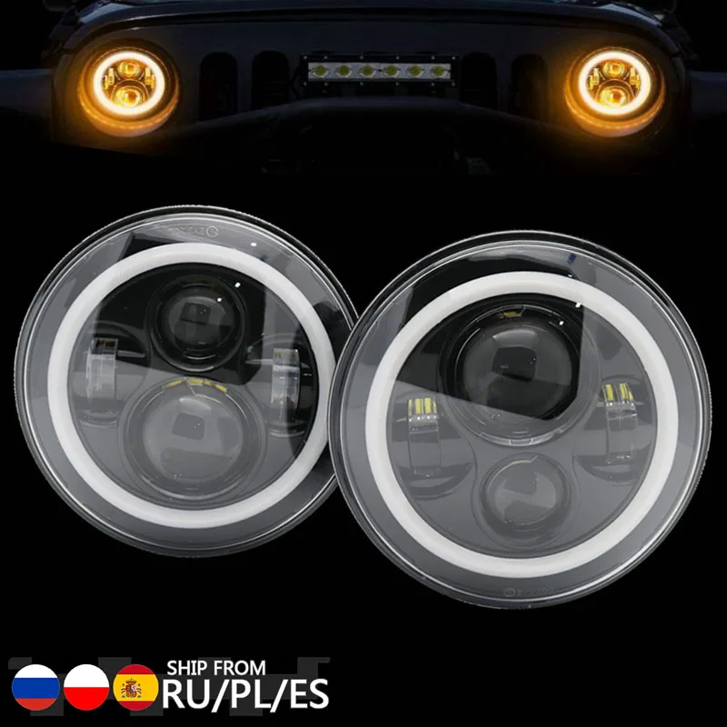 7-дюймовые светодиодные фары Fi LED 4x4 для Lada Niva Urban Off road Angle Eyes Jeep - Цена: 2777.49