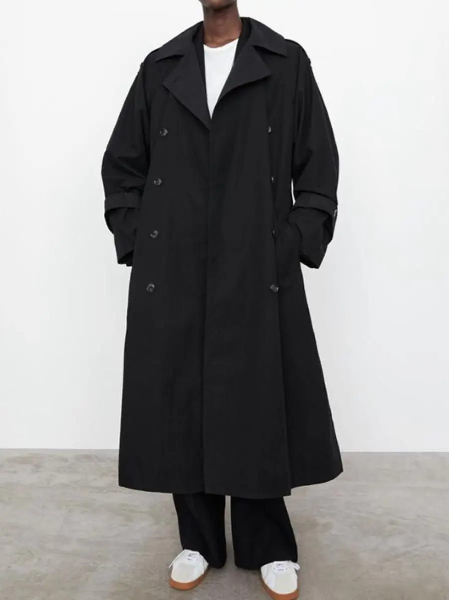 

Женская ветровка с отложным воротником, двубортная модная женская куртка средней длины с длинным рукавом