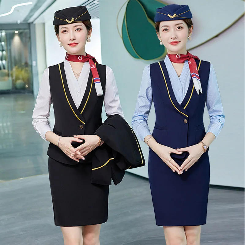 

Red Vest Vest Work Uniforms Student School Uniform China Southern Airlines Airline Stewardess Suit Hotel Uniform Professional Sk