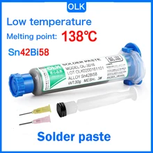 2022 New Type Low Temperature Lead-free Syringe smd Solder Paste Flux For Soldering Led Sn42Bi58 138℃ SMD Repair Welding paste