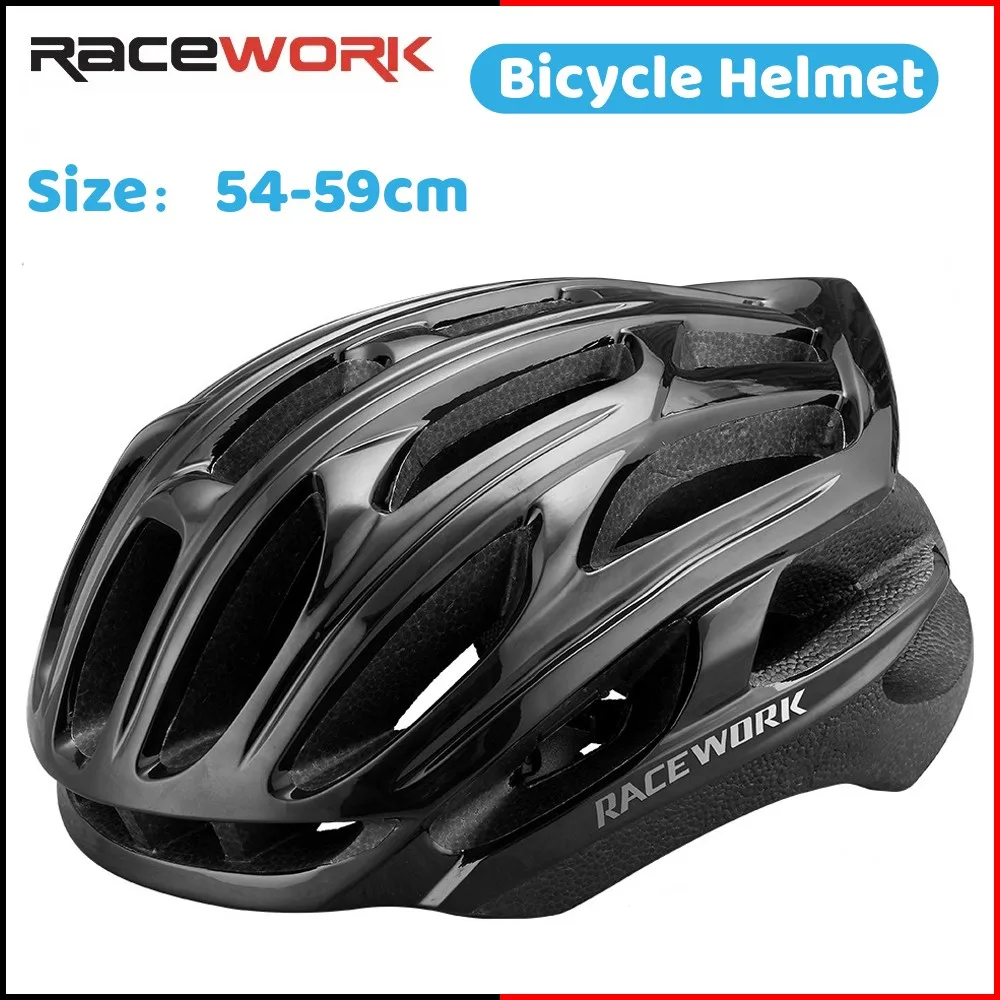 RACEWORK Road Bike Helmet Ultralight Bicycle Helmets Men Women Mountain Bike Riding Cycling Integrally-molded Helmet 54-59cm