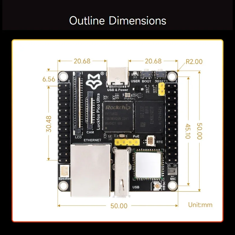Фото Плата для разработки BoMaSLuckfox Pico Ultra RV1106 на Linux с интегрированными процессорами ARM Cortex-A7/RISC-V MCU/NPU/ISP, опциями WiFi и PoE №5