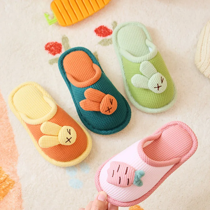 

Children Slides 2023 New Cartoon Rabbit Kids Slippers Boys Home Shoes Toddler Girls Cotton Shoes Indoor Non-slip Plush Slippers