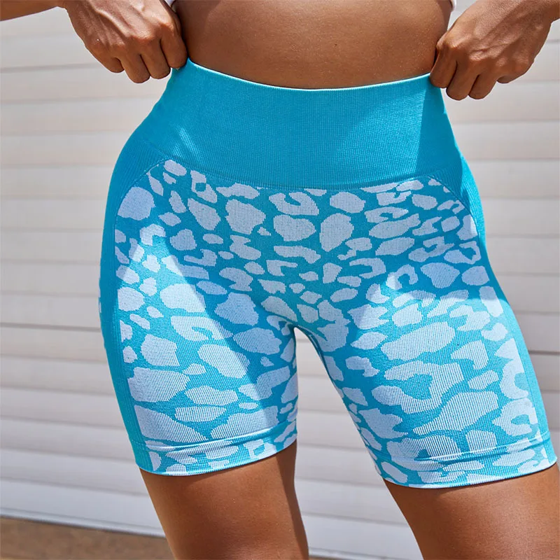 

LUOYIYANG Leopard Women's Shorts Gym Sports Wear High Waist Fitness Workout 2023 Sexy Clothing S-L Quick Drying Yoga Shorts