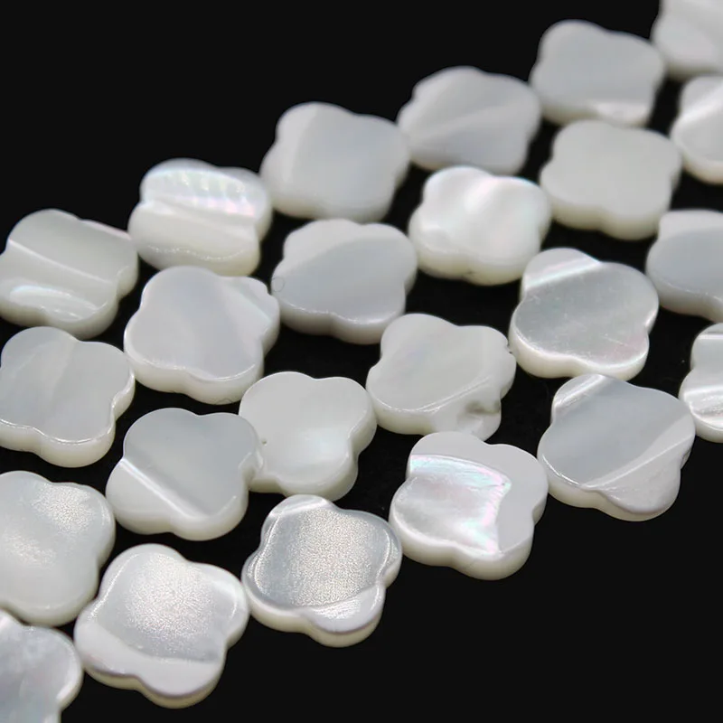 

Natural White Clover Mother of Pearl Shell Charms Flat Pearl Shell Leaf Shape 6/8/10/12mm Cross Beads Pendant For Jewelry Making