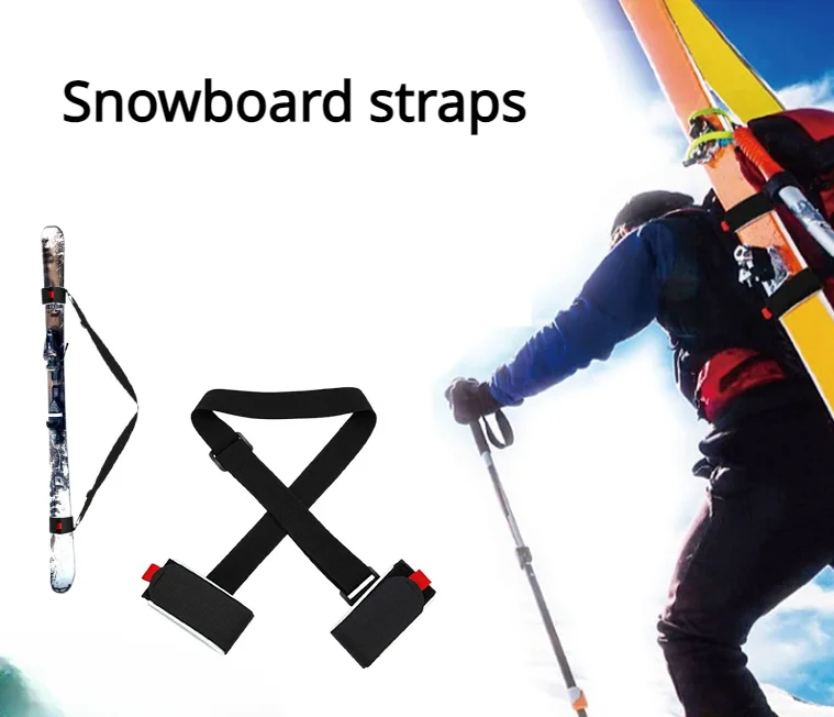 Ski strap, handheld double board fixation adjustable portable ski shoulder strap 1PC