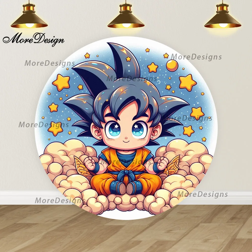 Фото Dragon Ball Baby Goku круглые чехлы детский душ фото фон для мальчиков декор на день рождения мультфильм виниловый полиэстер фото фон №5
