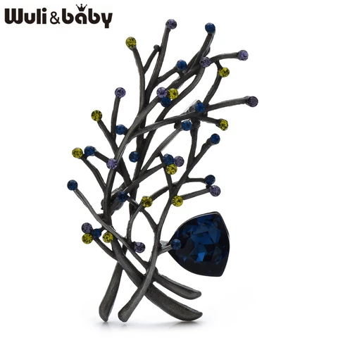 Wuli&baby Ретро хрустальная ветка дерева брошь