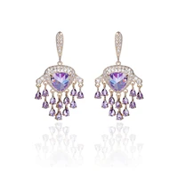 classic cubic zircon leaves earrings for wedding crystals dangle earring for bride women girl gift ce10774