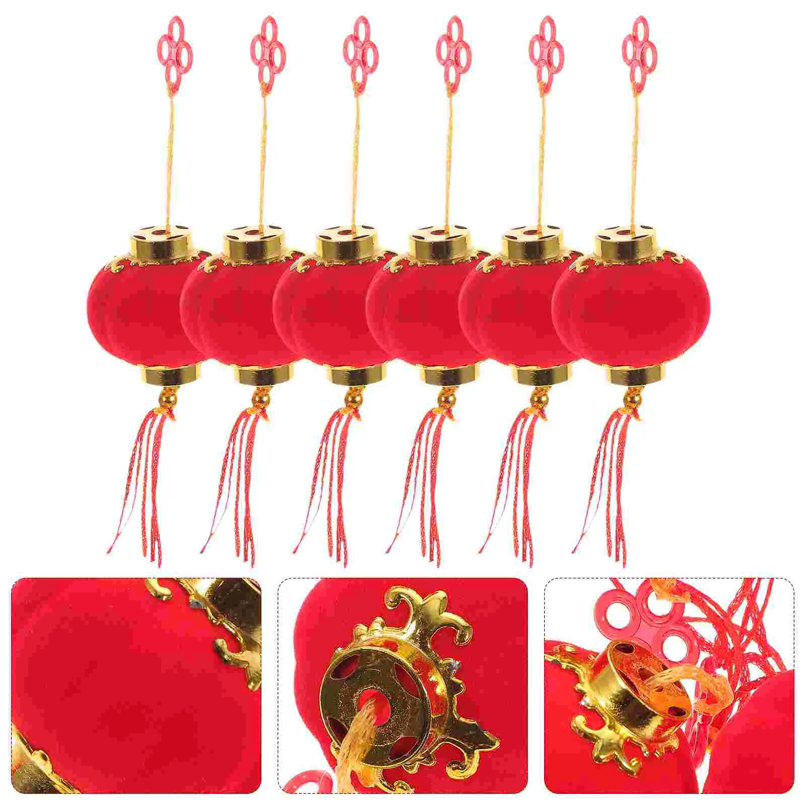 

Lanterns Chinese Lantern Festival Red Hanging New Year Spring Lucky Flocking Party Mini Paper Decorative Ornament Pendant