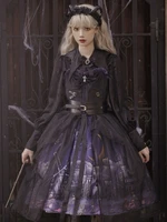 gothic lolita jsk dress 3 piece set polyester cummerbund cover up jumper black lolita jumper skirt