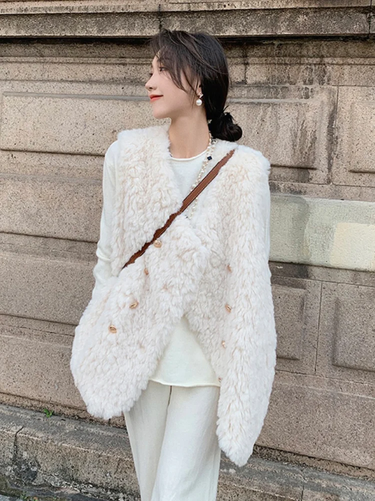 Женский жилет из искусственной овечьей шерсти осенне-зимняя женская весенняя
