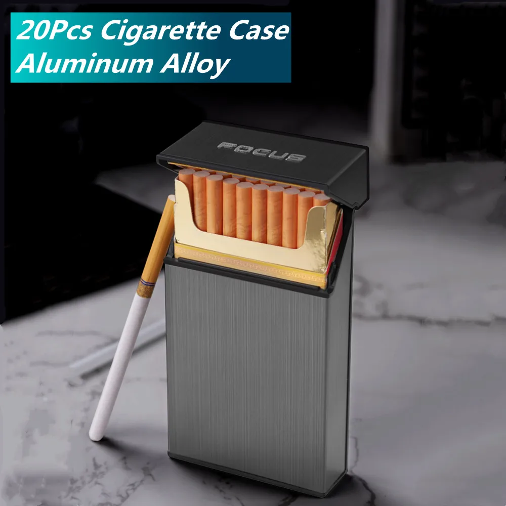 

Cigarette Case for 20Pcs Cigarettes Storage Box Organizer Aluminum Alloy Pocket Tobacco Holder Men's Gifts Smoking Accessory