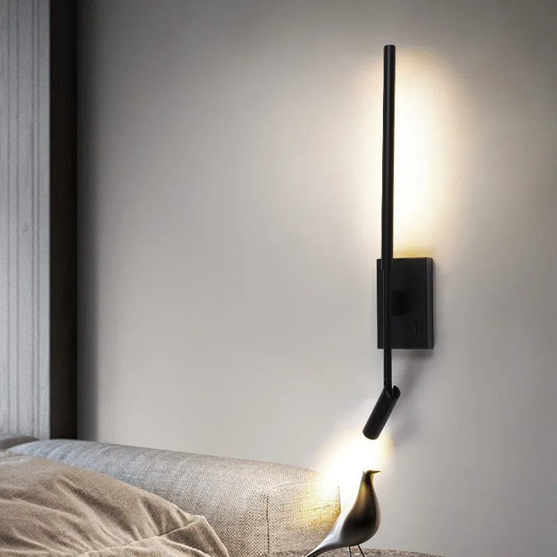

Simple Creative Decorative Line Wall Lamp LED Reading Wall Light At The Bedside of Model Hotel Room Nordic Luminaria Wall Mirror