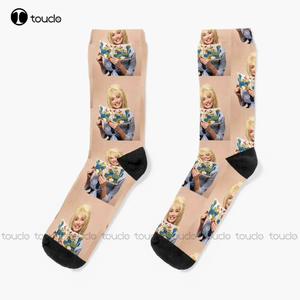 Dolly Parton Socks Navy Soccer Socks High Quality Cute Elegant Lovely Kawaii Cartoon Sweet Cotton Sock Custom Gift Unisex Adult