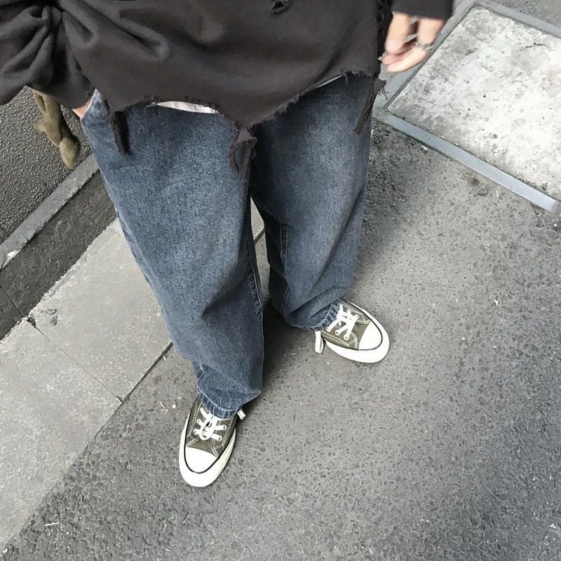 Men's Jeans Korean Men's Brand Clothing Simple Design Wide Leg Jeans Hip Hop Loose Straight Jeans Fashion Men's Streetwear