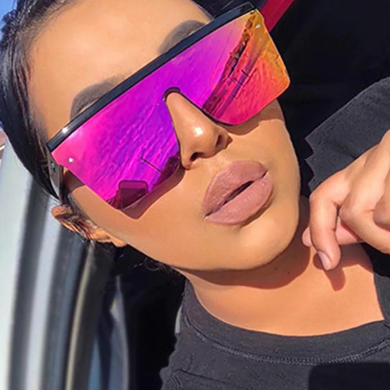 

2022 Oversized Sunglasses Women Big Frame Square Flat Top Rivet Gradient Lens Sun Glasses Female Men Vintage Mirror Shades UV400