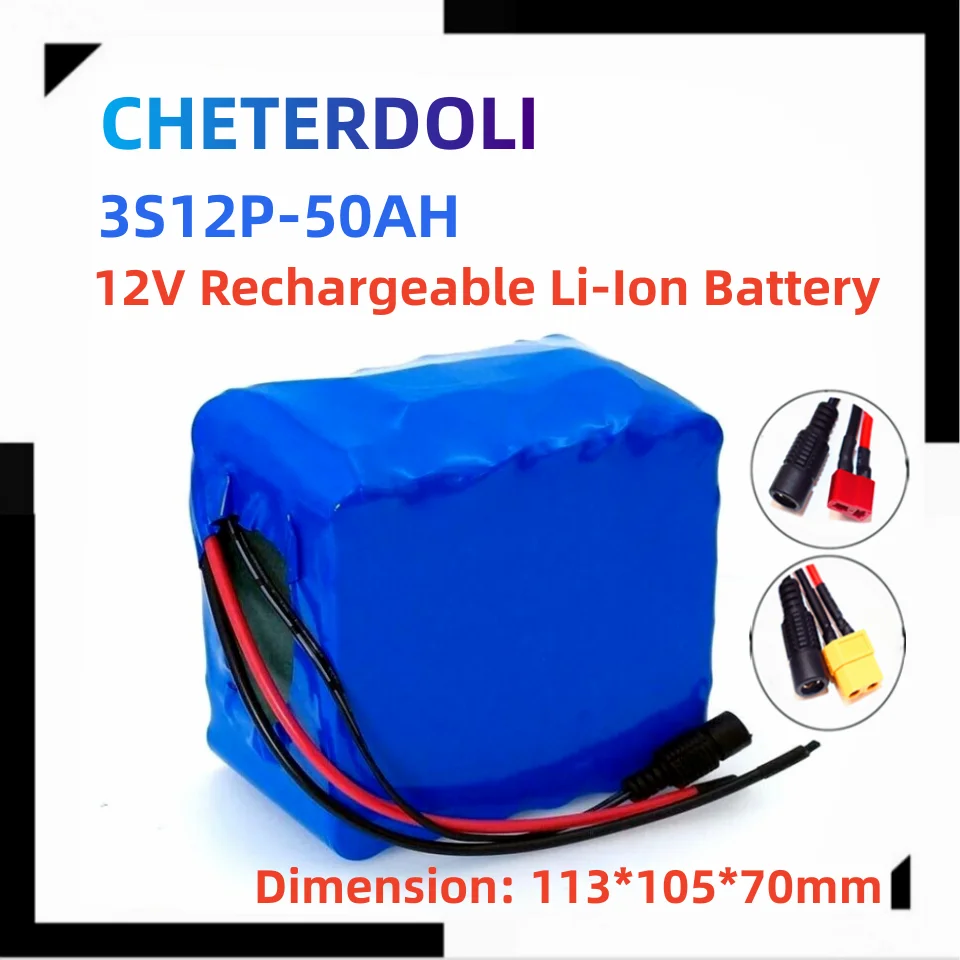 

New Portable 12V 50Ah 50000mAh Rechargeable Li-Ion Battery, For LED Lamp Light Backup Powe Etc With 12.6v 3A Charger