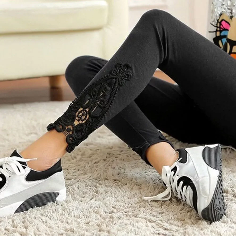 

2022NEW Womens Lace Crochet Sexy Skinny Leggings Stretch Jeggings Pants