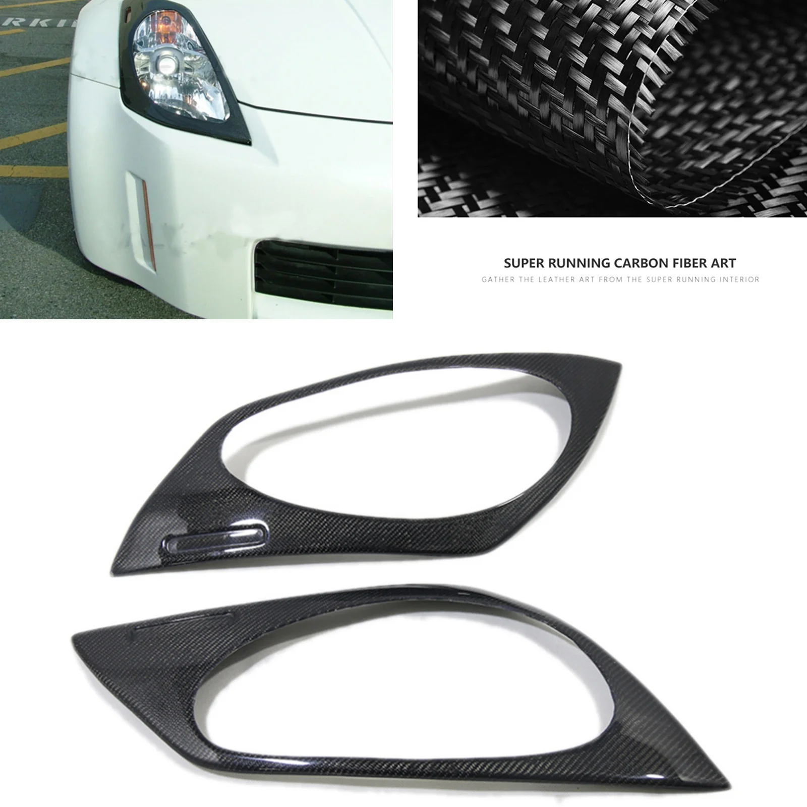 

Передняя панель передней фары из углеродного волокна, рамка, отделка, головная лампа, полоса фары для Nissan 350Z Coupe 2 Door 2003 2004 2005