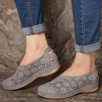 women sandals wedges shoes retro hollow out summer woman shoes 2021 comfortable platform loafers zapatillas mujer plus size 43