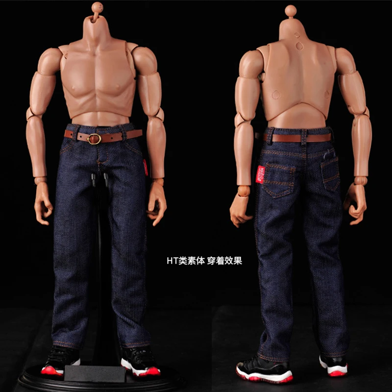 

Мужские классические джинсы в масштабе 1/6, джинсовые брюки, брюки, одежда, модель, подходит для 12 дюймов, солдатская мышечная экшн-фигурка тела
