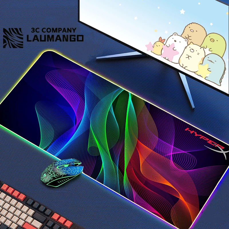 

HyperX Rgb Mouse Pad Pc Cabinet Keyboard Pads Xxl Gamer Large Gaming Carpet Accessories Anime Mouse Mat Desk Extended Mousepad