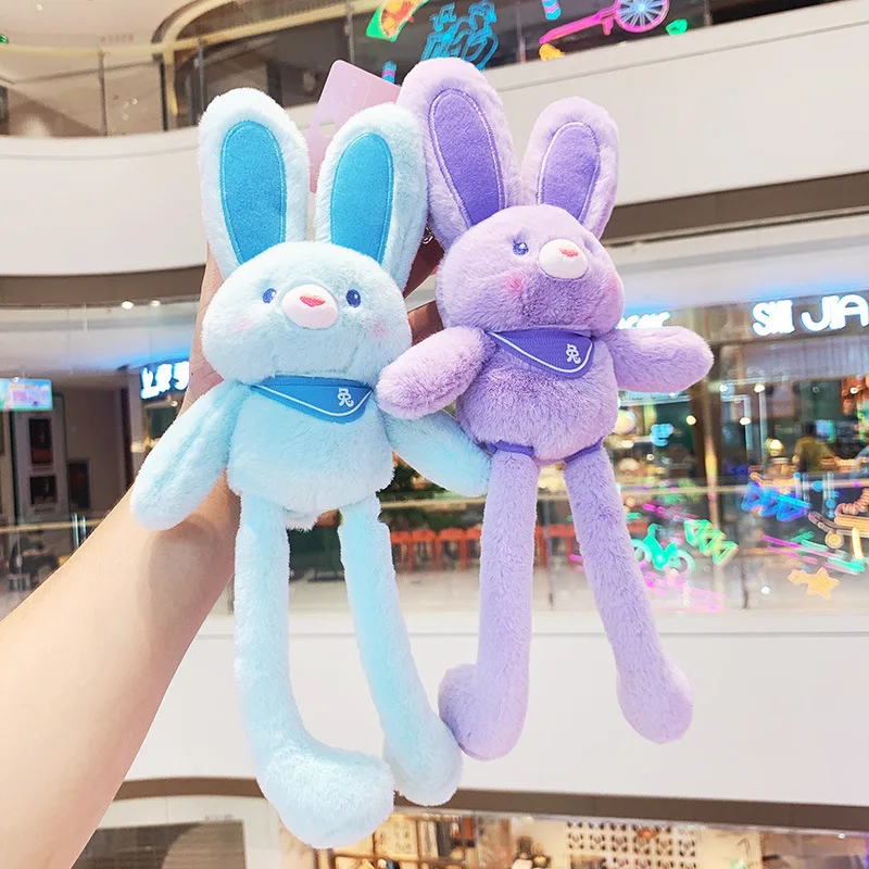 

Bell Pulling Ears Rabbit Plush Doll Car Key Chain Femal Soft Stuffed Toys Schoolbag Pendant Gifts for Girls Baby Sleeping Toys