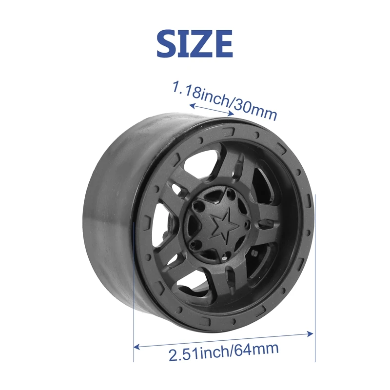 4 шт. пластиковые felgi Beadlock 2 ступицы колес для 1/10 RC гусеничного автомобиля Axial SCX10