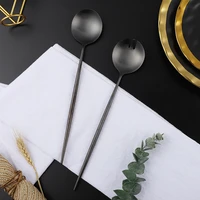 kitchen utensils dinner salad service black cutlery distributing dishes fork spoon tableware service salad service dropshipping